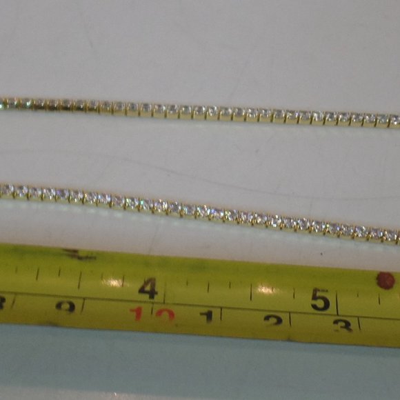 Worn 1X Unbranded Goldtone & CZ Bling Necklace "Y" Adj 15"  Tail  6.5" Beautiful - Picture 8 of 9